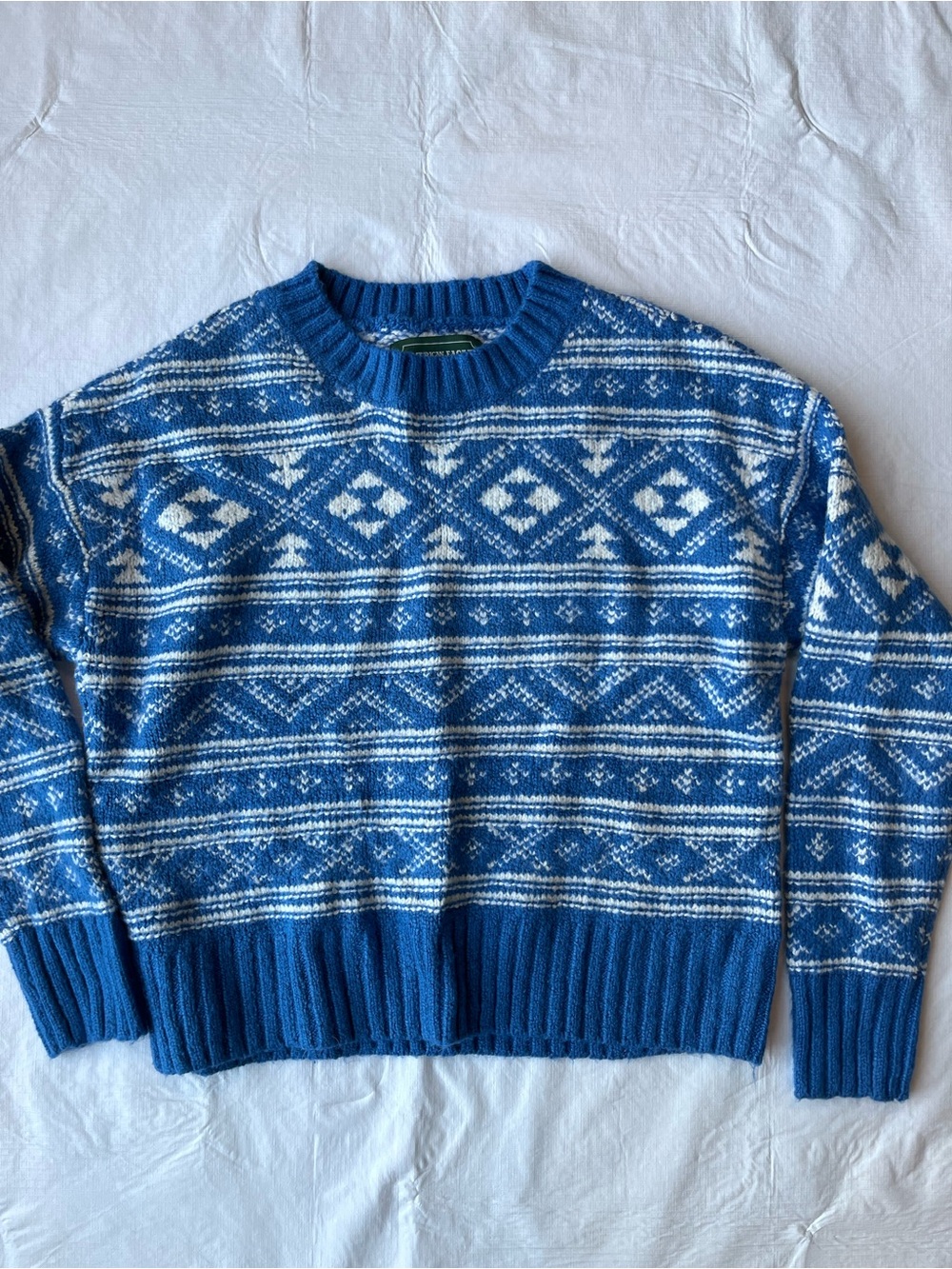 American Eagle Blue Fair Isle Sweater